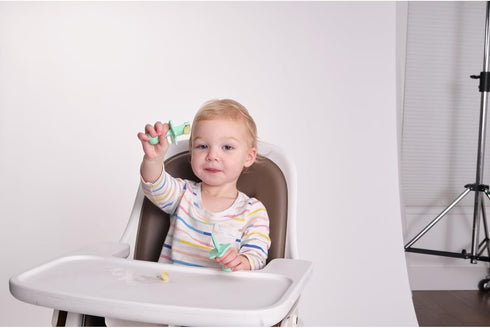 Elli&Nooli Baby Led Weaning Spoon & Fork Set - Mint Toddler Spoons & Forks - Ergonomic Grip Handles - Dishwasher Safe & Easy to Clean - Baby Feedi...