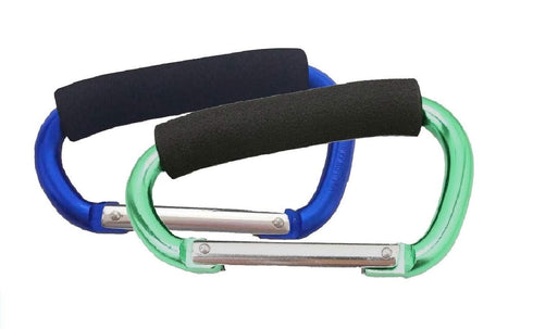 Large Stroller Hooks for Mommy, 2 pcs Carabiner Stroller Hook Organizer for Hanging Purses, Diaper Bag, Shopping Bags. Clip Fits Single/Twin Trave...