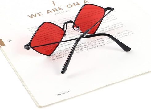 Retro Diamond Shape Sunglasses for Men & Women, Metal Quadrilateral Frame Shades UV Protection Film Sun Glasses...