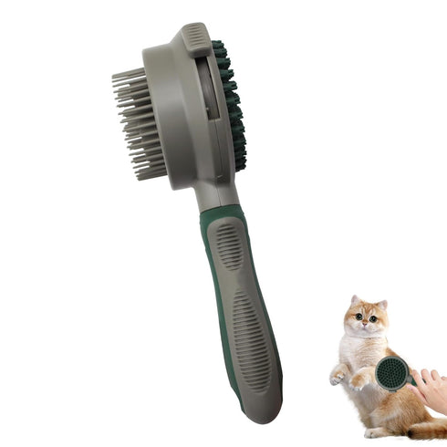WishLotus Pet Brush, Double Sided Massaging Cat Hair Brush Retractable Self Cleaning Soft Pet Grooming Brush with Comfortable Handle for Grooming ...