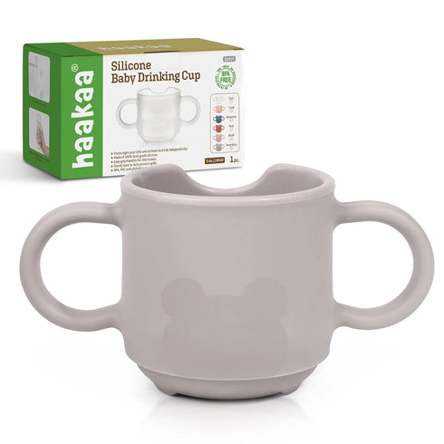haakaa Silicone Toddler Cups, BPA Free Drop-Proof Training Open Cups for Baby 6 Months+, 5 Ounce (Suva Grey)...