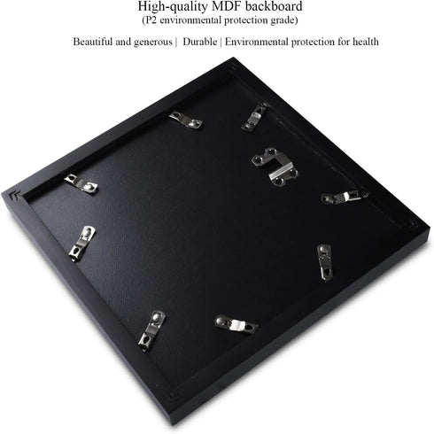 8x8 Picture Frame, Black Pine Wood with Mats Displaying 5x5 or 4x4 Pictures - Square Photo Frames Gallery Wall Mount Home Office Decor, 1 Pack...
