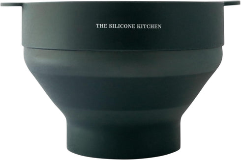 The Silicone Kitchen Silicone Microwave Popcorn Maker Collapsible Bowl, Non-Toxic, Dishwasher Safe, Dark Blue...