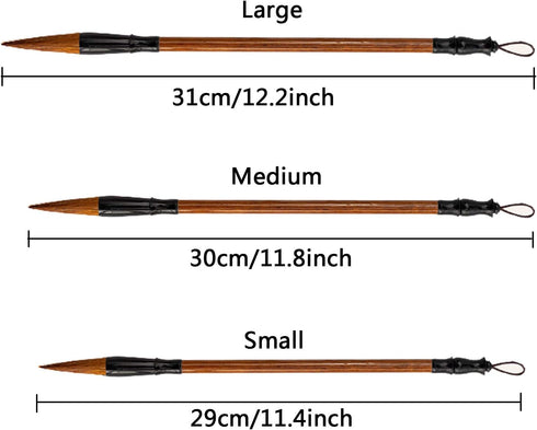 Chinese Calligraphy Brush, Writing Drawing Watercolor Ink Brushes Hubi Painting?Kanji Sumi?Wolf Bamboo Brushes Set for Professional Beginner (Gree...