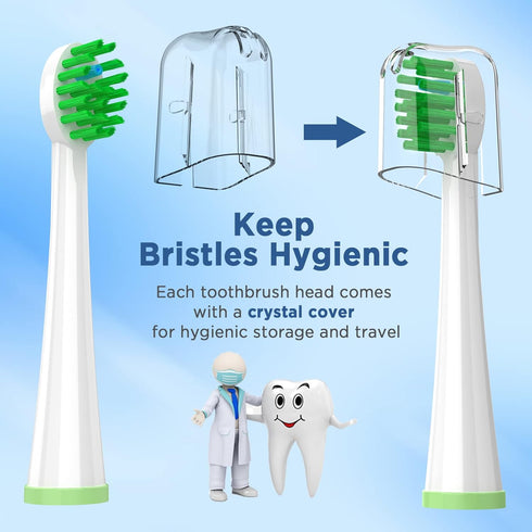 Replacement Toothbrush Heads for Waterpik Sonic Fusion (SF-01 / SF-02 / SF-03 / SF-04), Compact, with Covers, 8 Count, White...