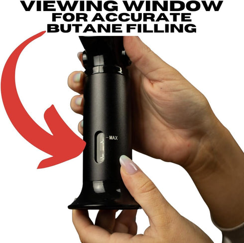 Blow Butane Cooking Torch, Ligther with Safety Lock and Adjustable Flame for BBQ, Baking, Brulee, DIY, Creme and Deserts | Viewing window for accu...