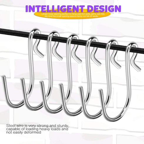HNYYZL 50Pcs S Hooks, Heavy-duty S Shaped Hook Connectors Corrosion Protection Metal Hangers Hanging Hooks, Fixed Securely and Not Slip Off, Suit ...