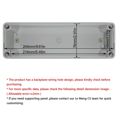 LeMotech Waterproof Dustproof IP67 Junction Box DIY Case Enclosure Gray 9.8 x 3.1 x 3.3 inch (250 x 80 x 85 mm)...