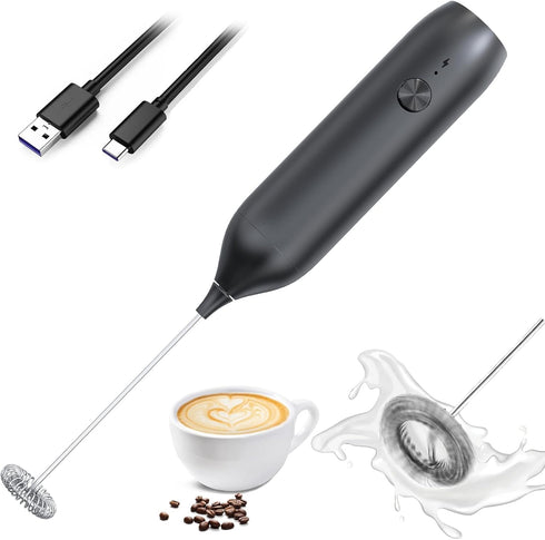 Rechargeable Milk Frother Wand,Drink Mixer Handheld,Electric Whisk with USB-C,Foam Maker for Coffee Stirrer Electric,Hand Blender for Lattes,Match...