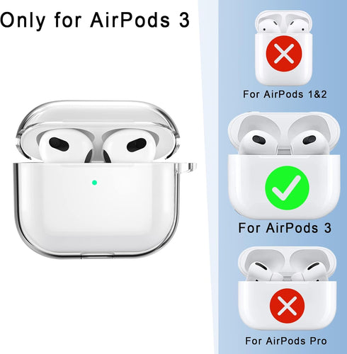 12in1 Clear Case for AirPods 3 Case Cover Accessories Set Kit with Cleaning Pen 2021, Non-Yellowing Shock Absorption TPU Protective Case for AirPo...