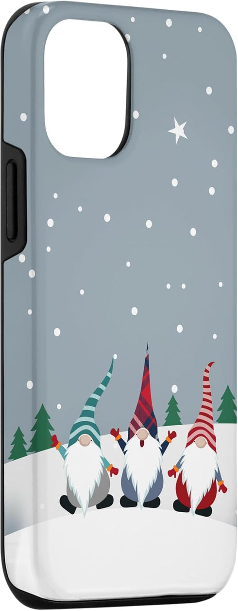 iPhone 12/12 Pro Christmas Gnomes Plaid Stripes Pattern Holidays Snow Winter Case...