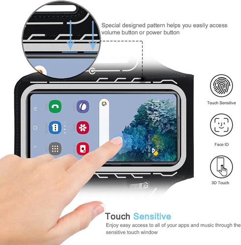 JEMACHE Armband for Samsung Galaxy S25 S24 S23 S22 S21 Ultra/Plus/FE, Gym Running Workouts Arm Band with Earbuds Holder (Black)...