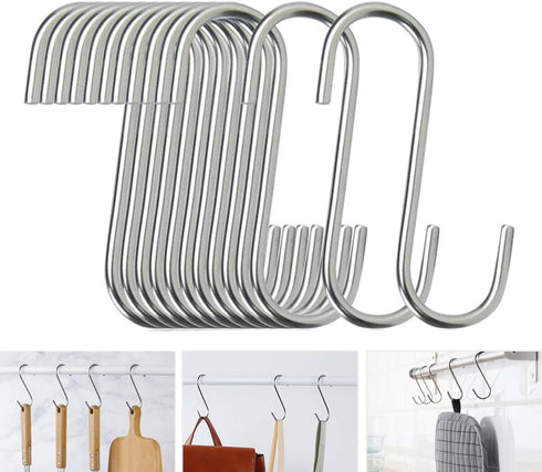 40 Pack S Hooks - Stainless Steel Heavy Duty S Hooks for Hanging pots, Pans, Plants, Coffee Mugs, Towels in Kitchen and Bathroom, Coat, Bag, Work ...