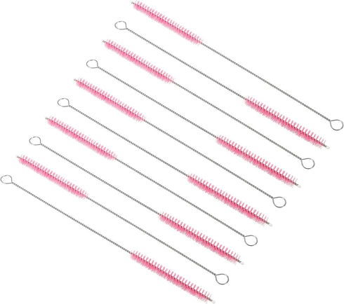 PATIKIL 10"x3/8" Long Straw Brush, 10 Pcs Drinking Straw Cleaning Brush Nylon Pipe Tube Cleaner Brush for Cleaning Straws Pot Spout, Pink...