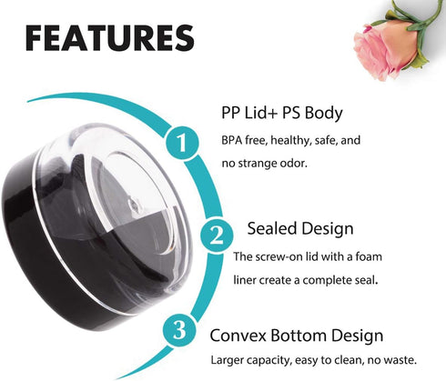 10 Gram Sample Containers with Lids, 10ML Sample Jars, 40 PCS Small Cosmetic Sample Containers for Makeup, Lotion, Eye Shadow, Liquids, Powder, Li...