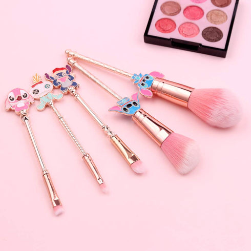 5Pcs Stitch Theme Cosmetic Brushes Set, Interstellar Baby Makeup Brushes, Premium Synthetic Foundation Eyeshades Brush Set Best Gift...