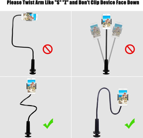 WANBY Phone Holder Bed Gooseneck Mount Mobile Phone Holder Table Stand Flexible 360° Rotation Cell Phone Clip Holder Lazy Bracket Mount for All Sm...