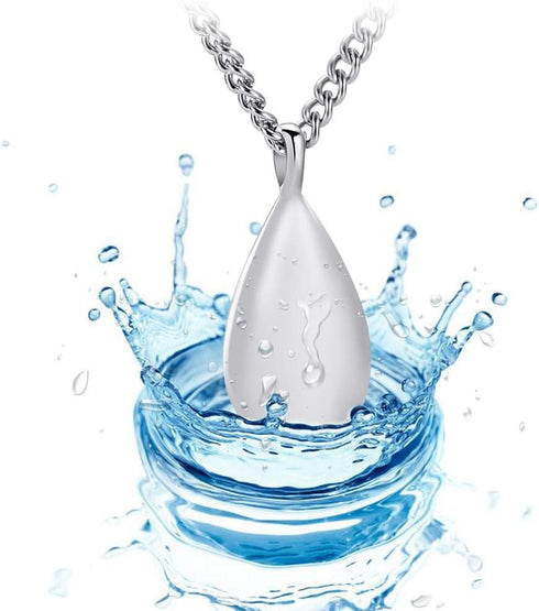 Yinplsmemory Carved Teardrop Keepsake Ashes Necklace Urn Pendant Cremation Memorial Jewelry-Always in my heart...