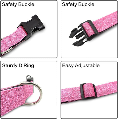 Glittering Basic Dog Collar, Comfy & Durable Dog Collar for Small Medium Large Dogs with Eco-Friendly Plastic Buckle, Adjustable Stylish Nylon Dog...