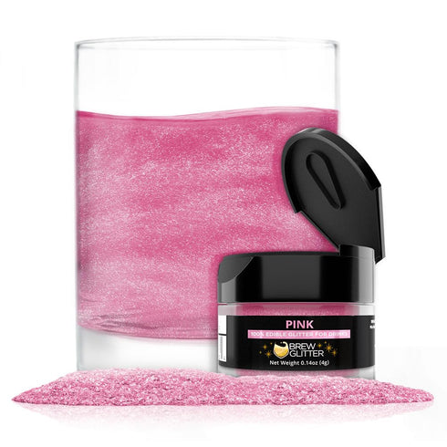 Brew Glitter Pink Edible Drink Glitter 1x 4g Jar for Cocktails, Beer, & Beverages...