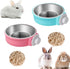 Rabbit Bowls Set, Big Pet Bunny Food Bowls Small Animals Cage Bowl and Stainless Steel Hanging Water Food Feeder Bowls for Big Bunny Food Dish...