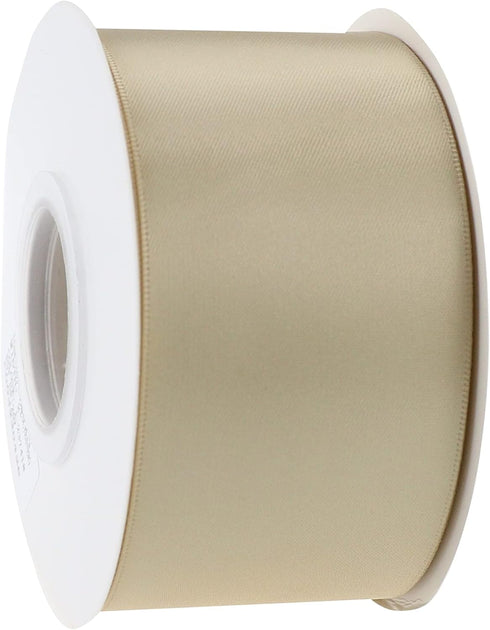Champagne Gold Ribbon 2 Inch Double Face Satin Ribbon Thick Champagne Ribbon for Gift Wrapping Wedding Decor Bridal Bouquet Shower Party Decoratio...