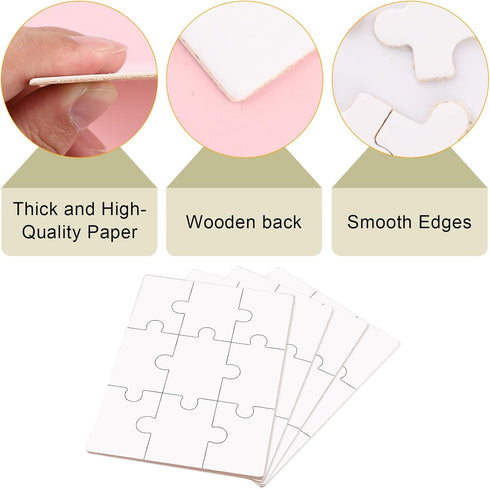 10 Sheets Blank Puzzles, 5.1x3.5 Inch All White Puzzle Blank Puzzles to Print on DIY Puzzle Printable Puzzles Thermal Transfer Blank Jigsaw Puzzle...