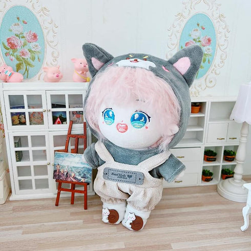 niannyyhouse Dog Suit Dress Up Hoodie Corduroy Overalls Shoes 7.8in?20cm? Plush Doll Stuffed Figures Toys Clothes Accessories (Gray)...