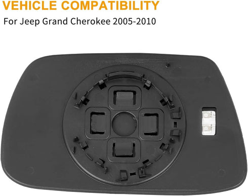 X AUTOHAUX Car Passenger Right Side Rearview Mirror Glass Heated with Backing Plate for Jeep Grand Cherokee 2005-2010 Replace 5142874AA...