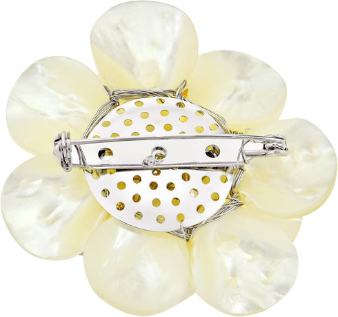 AeraVida Classical White Lotus Mother of Pearl-Cultured Freshwater Pearl-Crystal Fascinating Petals Floral Pin or Brooch for Women...