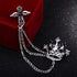 Cross Crown Long Chain Brooch, Rhinestone Tassel Brooch Pin,Retro Crystal Suit Pins Collar Pin,Coat Tassel Chain Lapel Pins for Men's Suit Accesso...
