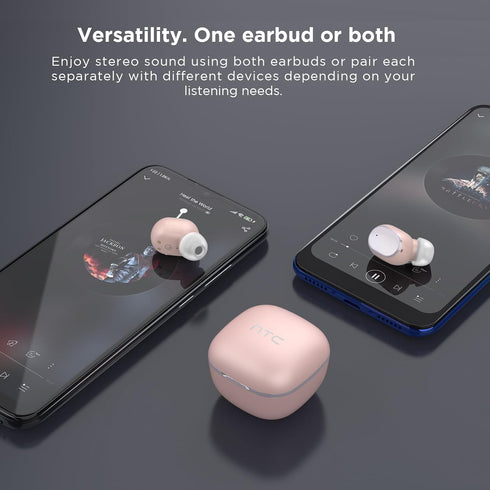HTC True Wireless Earbuds 2 Bluetooth Earphone with USB-C Charging Case, Built-in Microphone/Touch Control/IPX5 Waterproof/Built-in Mic/32H Playti...