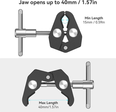 SMALLRIG Super Clamp with 1/4 and 3/8 Thread for Cameras, Lights, Umbrellas, Hooks, Shelves, Plate Glass, Cross Bars, etc - 735...