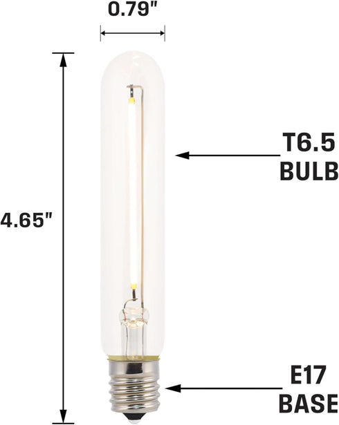 Westinghouse 5194120 3.5 Watt (40 Watt Equivalent) T6.5 Dimmable Clear Filament LED Light Bulb, Intermediate Base, 6 Pack...
