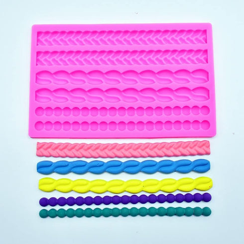 3D Pearl Knit Rope Silicone Mold Fondant Mould Cake Border Decorating Molds Gumpaste Kitchen DIY Baking Decorating Cake Tools Hot...