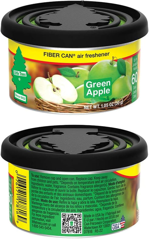 LITTLE TREES Car Air Freshener. Fiber Can Provides a Long-Lasting Scent for Auto or Home. Recycled Fiber. Green Apple, 4 Air Fresheners...