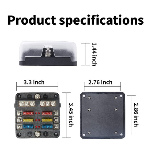 Fuse Block, 12-24V Marine Fuse Block Waterproof Boat Fuse Panel with LED Warning Indicator Damp-Proof Cover - 6 Circuits with Negative Bus 12V Fus...