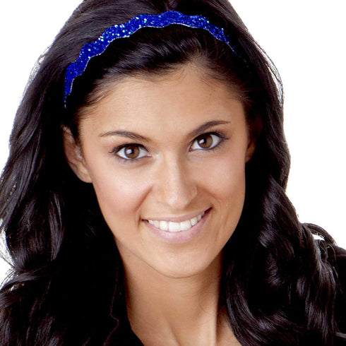 Hipsy Women's Adjustable Non Slip Skinny Wave & Wide Bling Glitter Headband Mixed 3-pack (Mixed Royal Blue)...