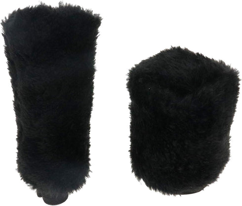 2 Pcs Plush Car Handbrake and Gear Shift Knob Cover, Warm and Anti-Slip Protective Sleeves, Black...