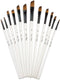 Angular Paint Brush, CBTONE 12pcs Nylon Hair Angled Paint Brushes Set Art Paintbrush for Watercolor, Acrylic, Gouache, Oil Painting - White...