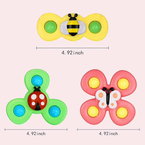 3pcs Suction Cup Spinner Toy for Baby 12-18 Months Baby Travel Fidget Sensory Toys for Toddlers 1-3 Bath Toys for 2 Year Old First Birthday Gifts ...