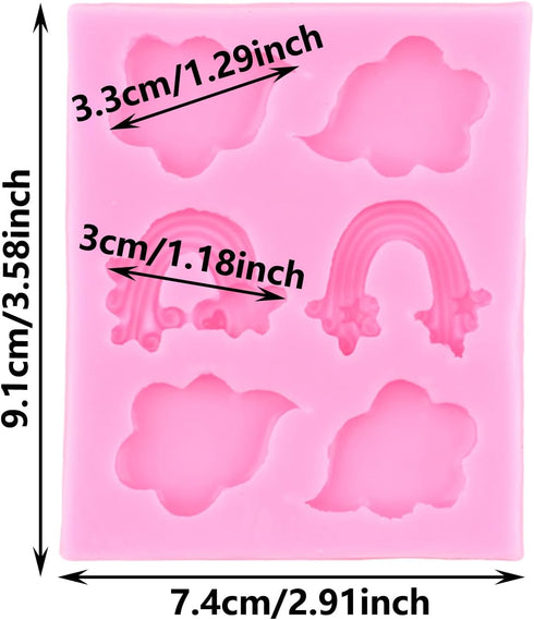 Rainbow Silicone Fondant Molds Cloud Chocolate Baking Molds For Cake Decorating Cupcake Topper Candy Chocolate Gum Paste Polymer Clay...