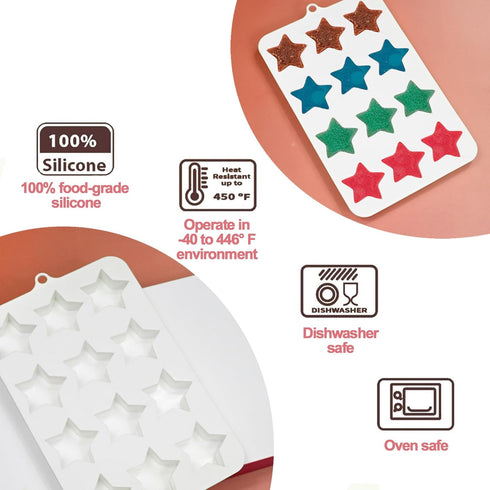 Star Chocolate Mold 2 Pack Candy Silicone Molds Star Shape Gummy Molds Jello Molds Pudding Molds Soap Molds Cookie Molds Fourth Of July Silicone M...