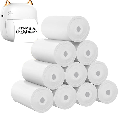10 Rolls Thermal Printer Paper, White Printer Paper For Mini Sticker Receipt Printer Portable Bluetooth Pocket Printer, Mini Printer Paper Refill ...