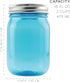 Cornucopia Brands 16oz PLASTIC Mason Jars (8-Pack, Blue w/Silver Metal Lids); PET BPA-Free Mason Jars w/One Piece Lids, 2-Cup/Pint Capacity...