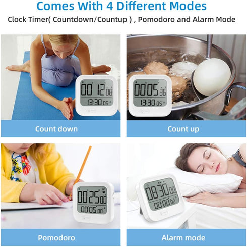 Small Vibrating Alarm Clock, Digital Large Display Magnetic Pomodoro Backlight Timer Stopwatch Tomato Vibration Pocket Clock, Loud or Silent Volum...