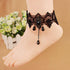 Romantic Retro Vintage Gothic Sexy Clear Rhinestone Anklet Foot Sandal Beach Wedding Jewelry Lace Ankle Bracelet Women Anklets Chain...