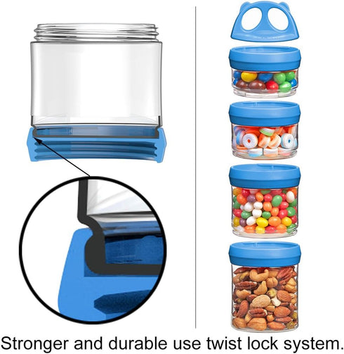 BeneLabel Stackable Food Storage Containers with Twist Lock System - BPA-Free Tritan Containers for Travel, Formula, Protein Powder, Snacks - Leak...