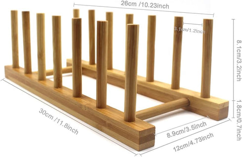 INNERNEED Bamboo Wooden Plate Racks Dish Stand Holder Kitchen Storage Cabinet Organizer for Dish/Plate/Bowl/Cup/Pot Lid/Cutting Board (Pack of 2)...