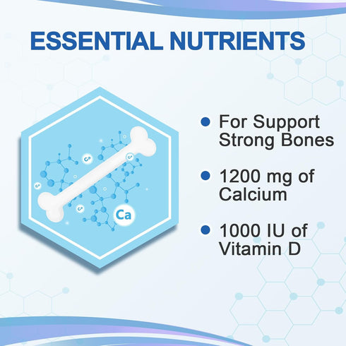 Calcium-Supplement Vitamin-D3 1200-mg Magnesium-Mini - 186Tablets Unflavored Slow Release Bone Health Women and Men Dietary Supplement Easy to Swa...